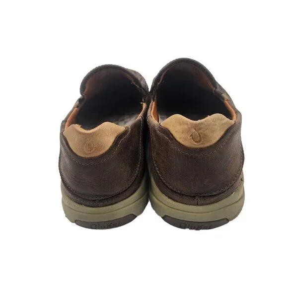 Olukai Lae'ahi Lauhala Brown Leather Slip-On Loafer Shoes 10486 Men’s Size 10 US - Picture 7 of 11